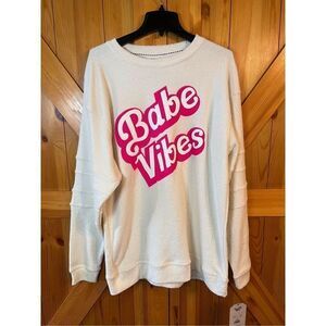 Babe Vibes Barbie Oversized Sweatshirt / Sweater Size XL nwt (3604) Read